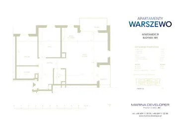 Rzut - Mieszkanie na sprzedaż 3 pokoje o powierzchni 82,09 m² - numer 9 w Apartamenty 101 Warszewo