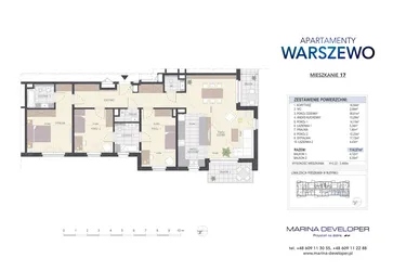 Rzut - Mieszkanie na sprzedaż 4 pokoje o powierzchni 114,57 m² - numer 17 w Apartamenty 101 Warszewo