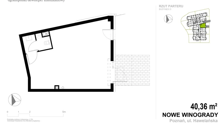 Rzut - Lokal użytkowy na sprzedaż 1 pokój o powierzchni 40,36 m² - numer D.LU.01 w Nowe Winogrady