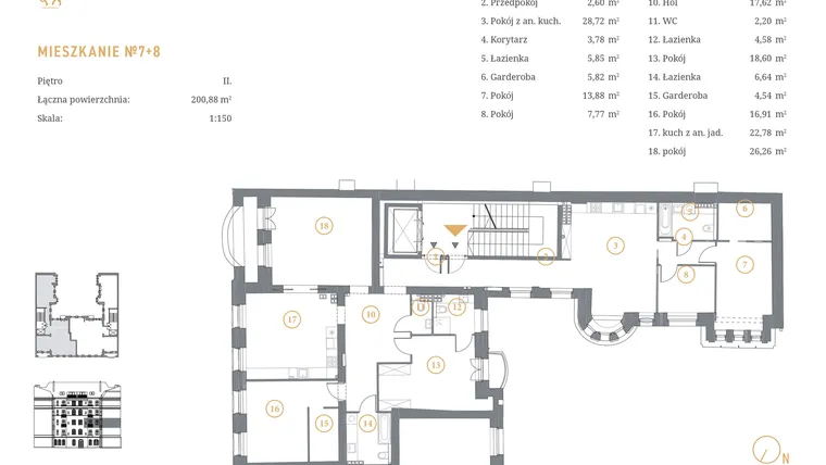 Rzut - Mieszkanie na sprzedaż 6 pokoi o powierzchni 200,88 m² - numer 25 w Dworcowa 67