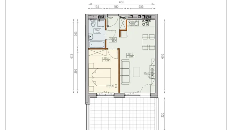 Rzut - Mieszkanie na sprzedaż 2 pokoje o powierzchni 41 m² - numer M30 1/0/2/2a w Olimpia Port