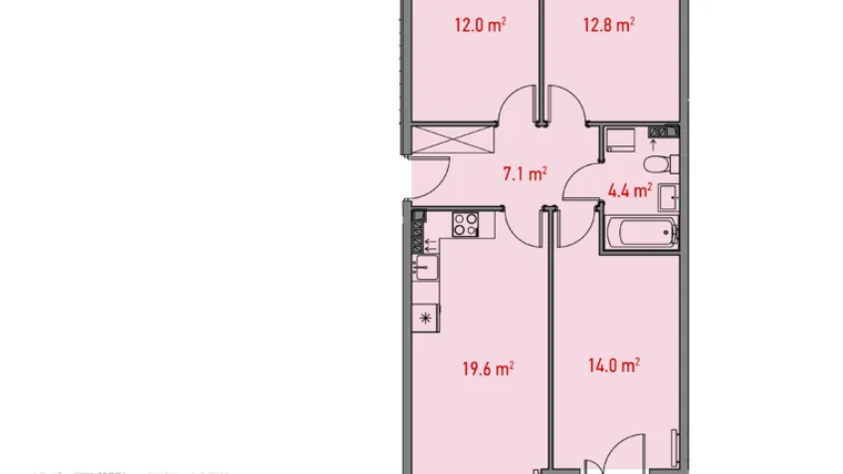Rzut - Mieszkanie na sprzedaż 4 pokoje o powierzchni 69,9 m² - numer A.II.1 w Osiedle Śliwowa