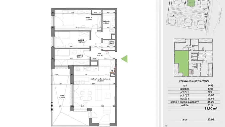 Rzut - Mieszkanie na sprzedaż 4 pokoje o powierzchni 87,63 m² - numer C.7.1 w Park Przy Stawach