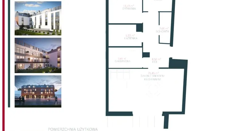 Rzut - Mieszkanie na sprzedaż 3 pokoje o powierzchni 70,71 m² - numer M 6 w Apartamenty 29