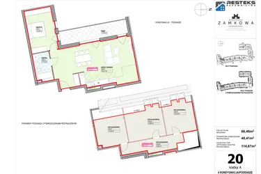 Rzut - Mieszkanie na sprzedaż 4 pokoje o powierzchni 114,87 m² - numer A.20 w Kamienica Zamkowa