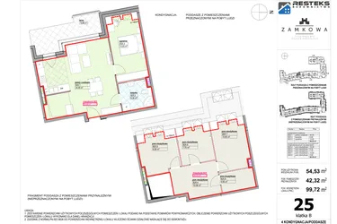 Rzut - Mieszkanie na sprzedaż 3 pokoje o powierzchni 96,85 m² - numer B.25 w Kamienica Zamkowa