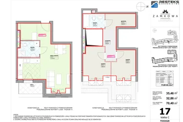 Rzut - Mieszkanie na sprzedaż 3 pokoje o powierzchni 68,32 m² - numer C.17 w Kamienica Zamkowa