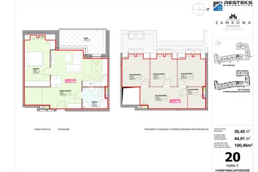 Rzut - Mieszkanie na sprzedaż 4 pokoje o powierzchni 100,46 m² - numer C.20 w Kamienica Zamkowa