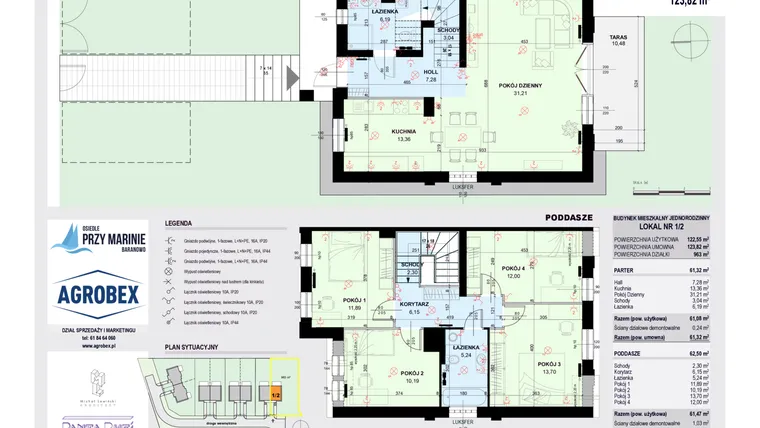 Rzut - Dom na sprzedaż 5 pokoi o powierzchni 123,49 m² - numer 1_2 w Osiedle przy Marinie