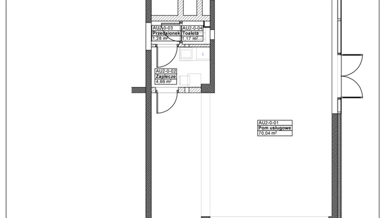 Rzut - Lokal użytkowy na sprzedaż 3 pokoje o powierzchni 76,66 m² - numer AU2 w Sielec Renarda etap I