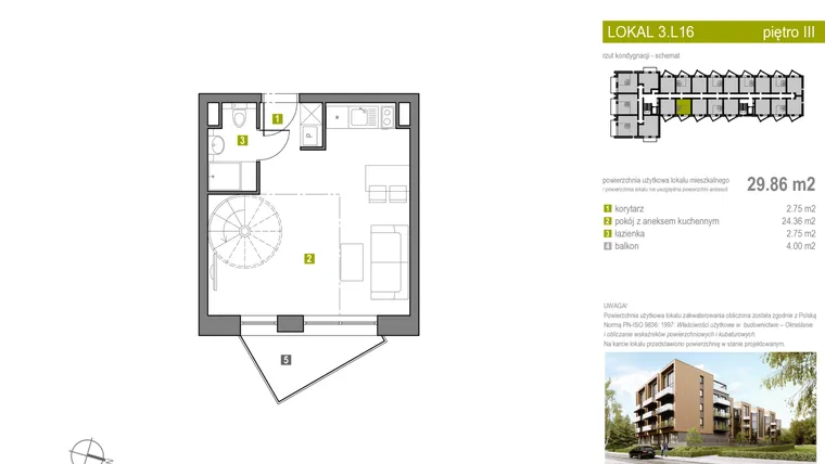 Rzut - Mieszkanie na sprzedaż 2 pokoje o powierzchni 53,64 m² - numer 80 w Summer Lofts Ustronie Morskie