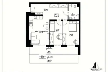Rzut - Mieszkanie na sprzedaż 3 pokoje o powierzchni 66,14 m² - numer A 4 w Kopernika 15