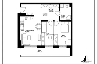 Rzut - Mieszkanie na sprzedaż 3 pokoje o powierzchni 66,12 m² - numer A 8 w Kopernika 15