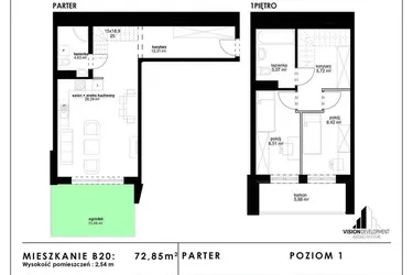 Rzut - Mieszkanie na sprzedaż 3 pokoje o powierzchni 79,08 m² - numer B 20 w Kopernika 15