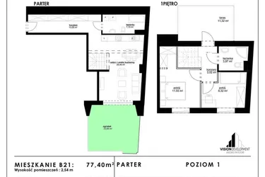 Rzut - Mieszkanie na sprzedaż 3 pokoje o powierzchni 82,74 m² - numer B 21 w Kopernika 15