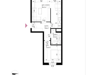 Rzut - Mieszkanie na sprzedaż 2 pokoje o powierzchni 52,34 m² - numer A2/2/5/16 w Malta Wołkowyska etap III