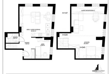 Rzut - Mieszkanie na sprzedaż 2 pokoje o powierzchni 74,65 m² - numer C 53 w Kopernika 15