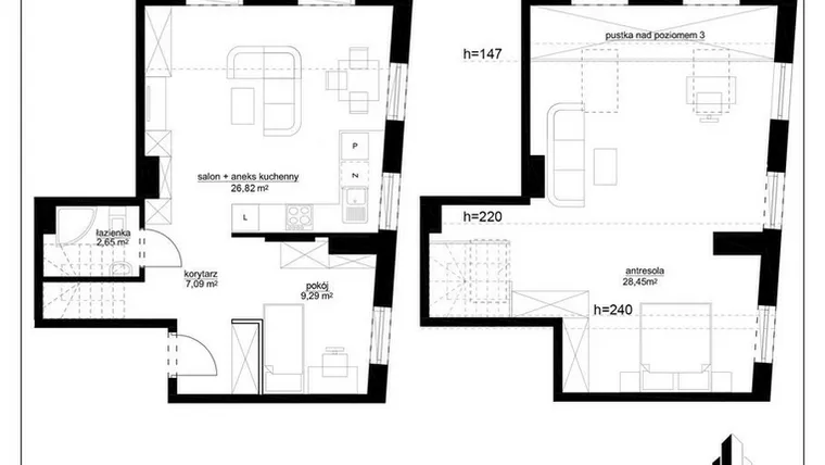 Rzut - Mieszkanie na sprzedaż 2 pokoje o powierzchni 74,65 m² - numer C 53 w Kopernika 15