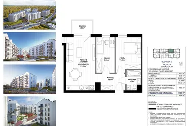 Rzut - Mieszkanie na sprzedaż 3 pokoje o powierzchni 52,3 m² - numer E.4.39 w Skandinavia