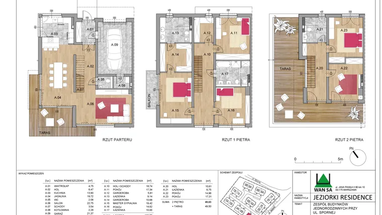 Rzut - Dom na sprzedaż 6 pokoi o powierzchni 254,24 m² - numer 3A w Jeziorki Residence