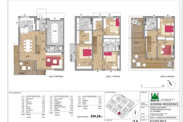 Rzut - Dom na sprzedaż 6 pokoi o powierzchni 254,24 m² - numer 3A w Jeziorki Residence