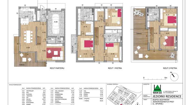 Rzut - Dom na sprzedaż 6 pokoi o powierzchni 254,24 m² - numer 3A w Jeziorki Residence