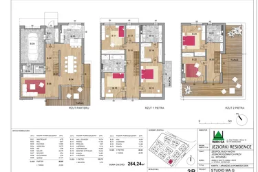 Rzut - Dom na sprzedaż 6 pokoi o powierzchni 254,24 m² - numer 3B w Jeziorki Residence