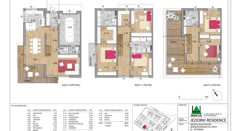 Rzut - Dom na sprzedaż 6 pokoi o powierzchni 254,24 m² - numer 4A w Jeziorki Residence