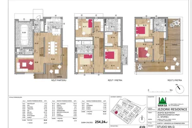 Rzut - Dom na sprzedaż 6 pokoi o powierzchni 254,24 m² - numer 5B w Jeziorki Residence