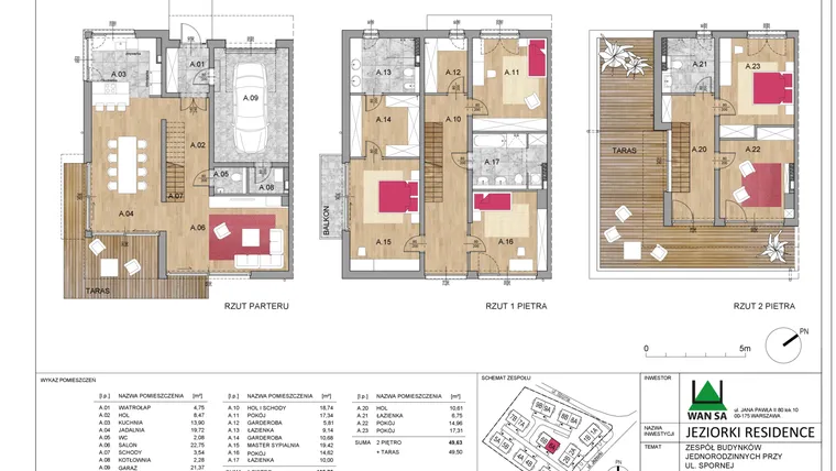 Rzut - Dom na sprzedaż 6 pokoi o powierzchni 254,24 m² - numer 6A w Jeziorki Residence