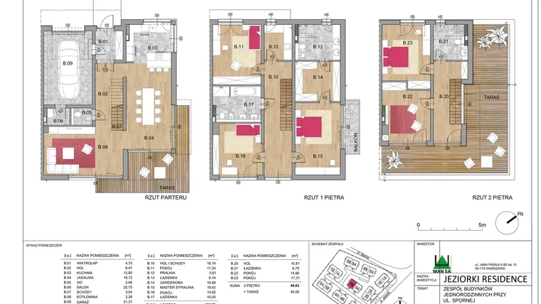 Rzut - Dom na sprzedaż 6 pokoi o powierzchni 254,24 m² - numer 6B w Jeziorki Residence