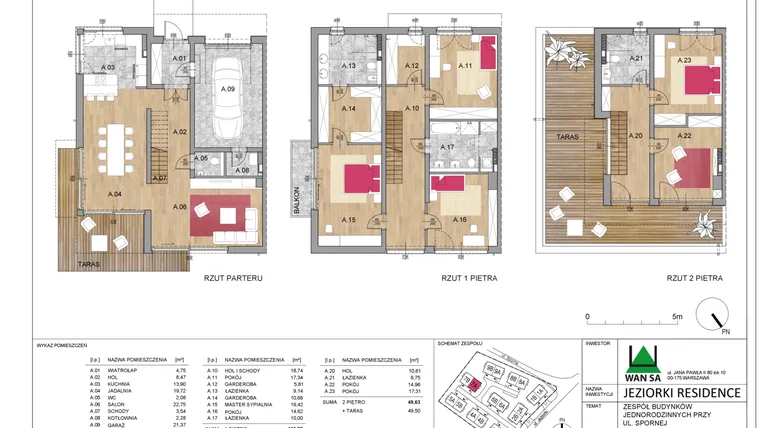 Rzut - Dom na sprzedaż 6 pokoi o powierzchni 254,24 m² - numer 7A w Jeziorki Residence