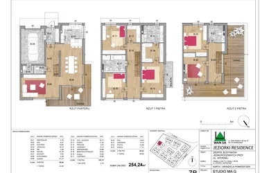 Rzut - Dom na sprzedaż 6 pokoi o powierzchni 254,24 m² - numer 7B w Jeziorki Residence