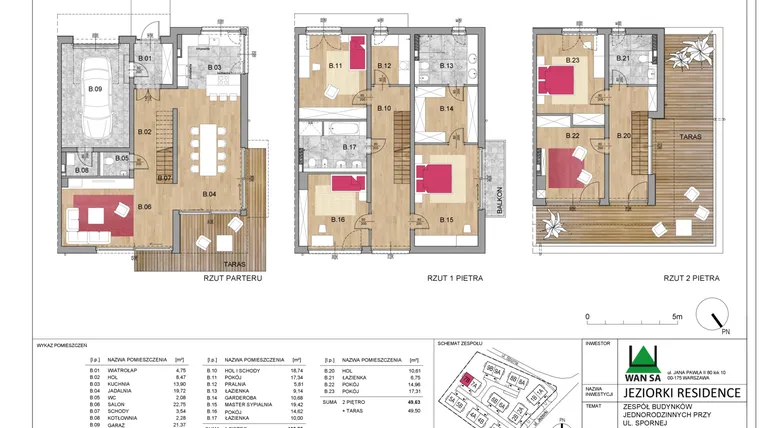 Rzut - Dom na sprzedaż 6 pokoi o powierzchni 254,24 m² - numer 7B w Jeziorki Residence