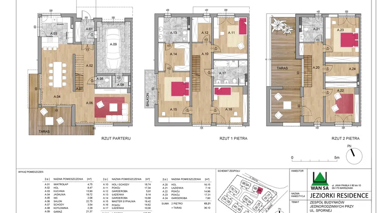 Rzut - Dom na sprzedaż 6 pokoi o powierzchni 267,82 m² - numer 8A w Jeziorki Residence