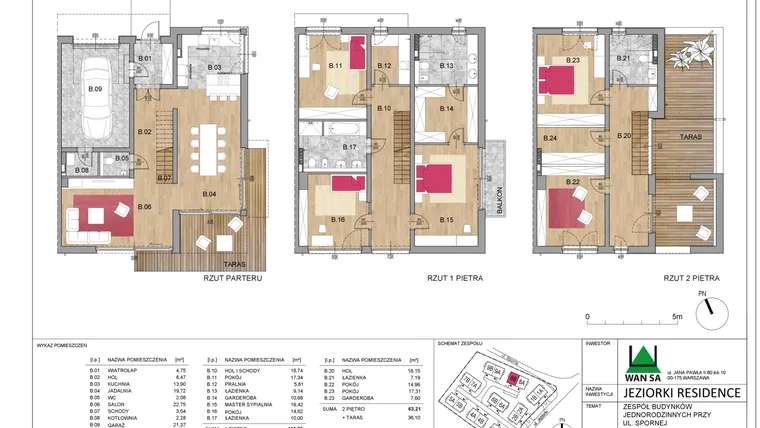 Rzut - Dom na sprzedaż 6 pokoi o powierzchni 267,82 m² - numer 8B w Jeziorki Residence