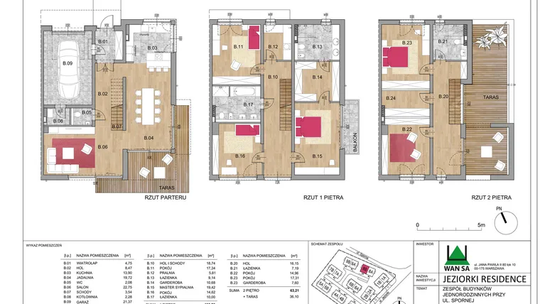 Rzut - Dom na sprzedaż 6 pokoi o powierzchni 267,82 m² - numer 8B w Jeziorki Residence