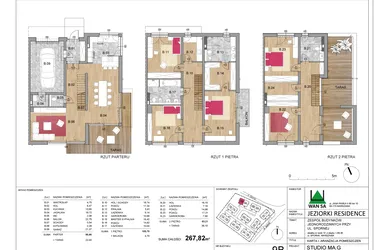 Rzut - Dom na sprzedaż 6 pokoi o powierzchni 267,82 m² - numer 9B w Jeziorki Residence