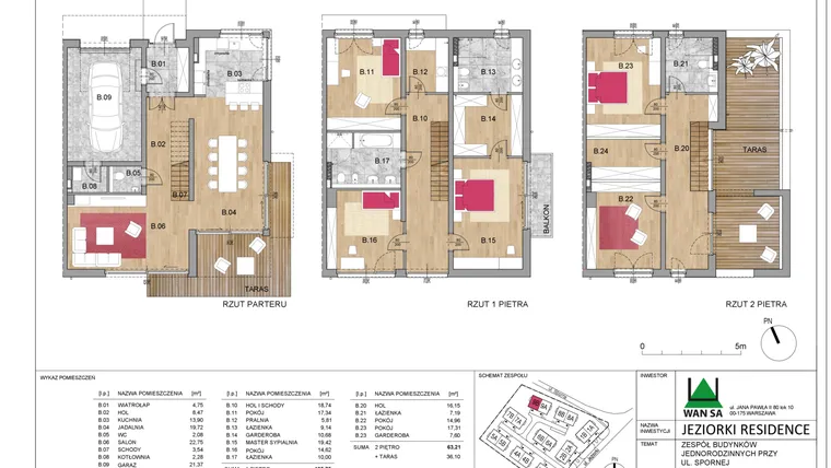 Rzut - Dom na sprzedaż 6 pokoi o powierzchni 267,82 m² - numer 9B w Jeziorki Residence