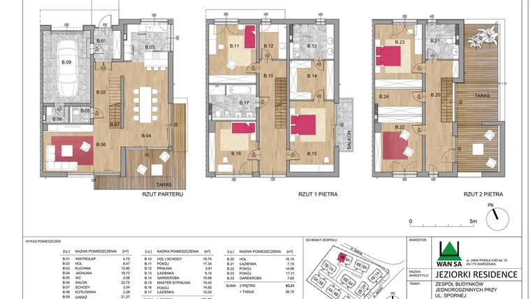 Rzut - Dom na sprzedaż 6 pokoi o powierzchni 267,82 m² - numer 9B w Jeziorki Residence