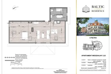 Rzut - Mieszkanie na sprzedaż 2 pokoje o powierzchni 60,32 m² - numer 2.22 w Baltic Luxury Residence