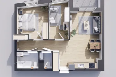 Rzut - Mieszkanie na sprzedaż 3 pokoje o powierzchni 68,71 m² - numer 23/2 w Odrzańskie Bulvary