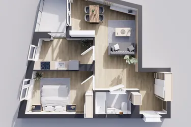 Rzut - Mieszkanie na sprzedaż 2 pokoje o powierzchni 51,72 m² - numer 23/19 w Odrzańskie Bulvary