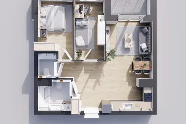 Rzut - Mieszkanie na sprzedaż 3 pokoje o powierzchni 60,97 m² - numer 23/31 w Odrzańskie Bulvary