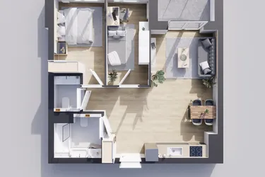 Rzut - Mieszkanie na sprzedaż 3 pokoje o powierzchni 59,96 m² - numer 23/32 w Odrzańskie Bulvary