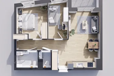 Rzut - Mieszkanie na sprzedaż 3 pokoje o powierzchni 68,5 m² - numer 23/44 w Odrzańskie Bulvary