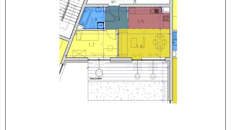 Rzut - Mieszkanie na sprzedaż 2 pokoje o powierzchni 37,26 m² - numer L-1 w Apartamenty Woźniców