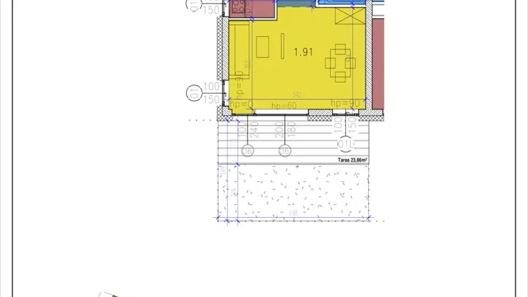 Rzut - Mieszkanie na sprzedaż 1 pokój o powierzchni 34,52 m² - numer L-58 w Apartamenty Woźniców