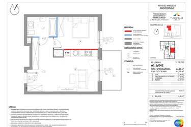 Rzut - Mieszkanie na sprzedaż 2 pokoje o powierzchni 43,97 m² - numer A1.1/042 w Fabrica URSUS