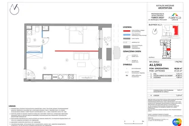 Rzut - Mieszkanie na sprzedaż 1 pokój o powierzchni 47,4 m² - numer A1.2/053 w Fabrica URSUS